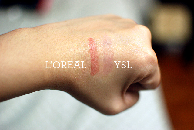 YSL Glossy Stain vs LOreal Shine Caresse - Swatches - Stains