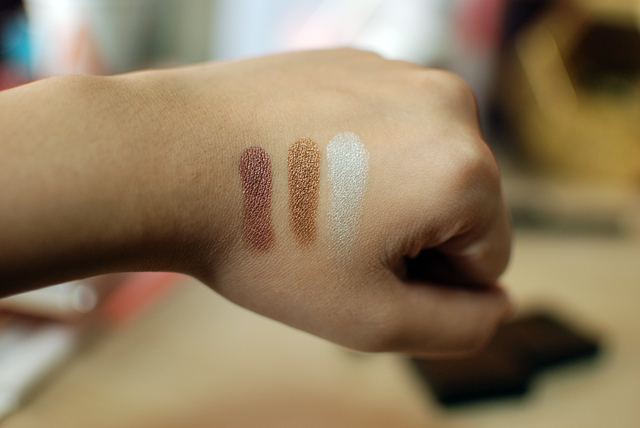 Addiction - Eyeshadows - Fudge and Midnight Drive - Swatches with shu uemura ME medium brown 885