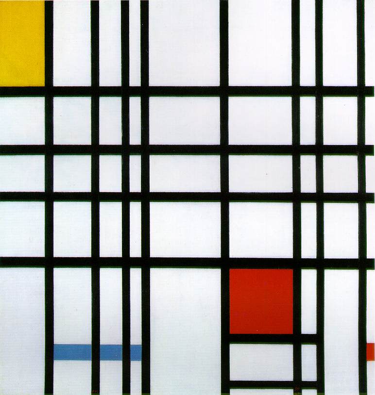 Mondrian-Piet-Composition-with-Yellow-Blue-and-Red-1937-42-Oil-on-canvas-72.5-x-69-cm-28-12-x-27-18-in.-Tate-Gallery-London-