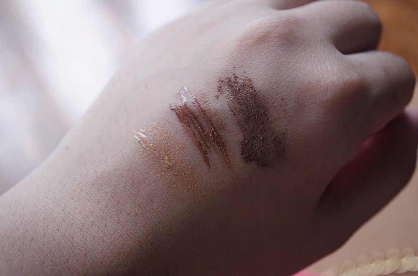 Maybelline Fashion Brow 24H Coloring Mascara - Swatches - 1 Yellow Brown, 3 Rusty Brown, 5 Dark Brown