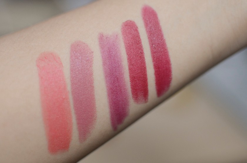 Favorite Matte Lipstick Formulas - Swatches - Chanel Rouge Allure Velvet, Mac Matte, NARS Velvet Matte Lip Pencil, NARS Pure Matte, Le Metier de Beaute Hydra-Creme Matte