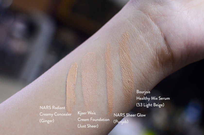 Kjaer Weis Cream Foundation - Just Sheer - Swatch Comparison