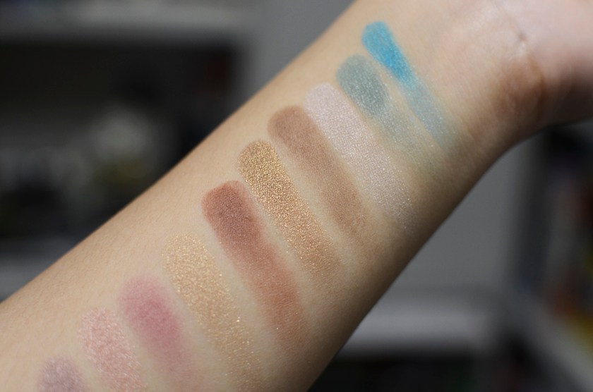 Makeup Geek Eyeshadows - Bleached Blonde, Cocoa Bear, Pretentious, Mocha, Rockstar, Sea Mist, Poolside - Swatches