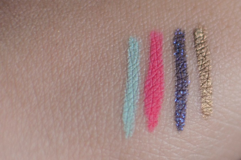 3CE Creamy Waterproof Eyeliner, Undereye Flash Liner - Swatches - Mojito, Wow Pink, Moulin Rouge, Pitter Patter