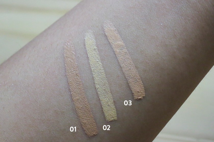 KPalette - 0 Kuma Cover Control Concealer - 01 02 03 - Swatches