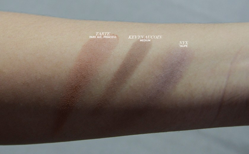 Kevyn Aucoin The Sculpting Powder - Medium - Swatches - Comparison, NYX Taupe, Tarte Park Avenue Princess