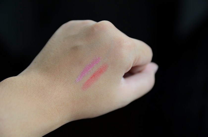 LMdB Beauty Vault VIP - July 2015 - Lip Crayons - Grapefruit and Pink Peony - Swatches
