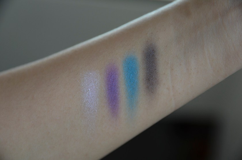 MAC Marge's Extra Ingredient Quad - Swatches - Harpooned Heart, Sexy PB and J, Beehive Blue, Vivacious Vacuum Cleaner Bag